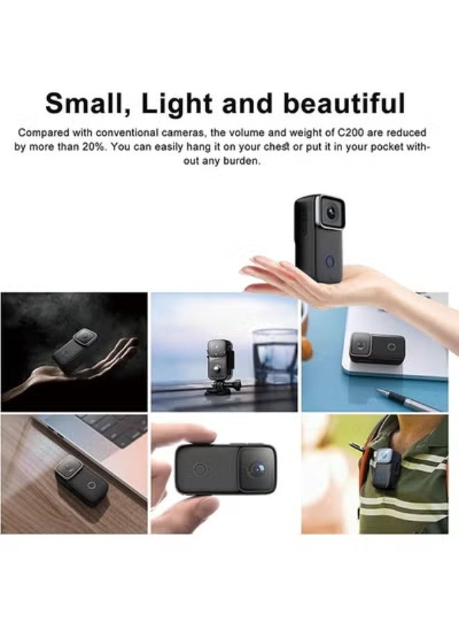 SJCAM C200 Mini Action Camera 4KHD Handheld Portable Lightweight 40M Underwater Waterproof Camera with Stabilization, 154° FOV Zoom Lens, Action Cam for Helmet, Bicycle, Vlogging - Image 2